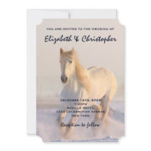 Het mooie witte paard Galloping in de sneeuwbijl