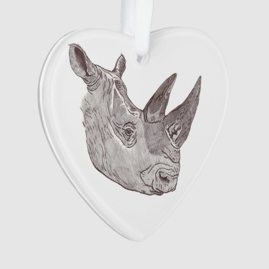 Het mooie witte Rhinoceros-portret  Ornament (voorkant)