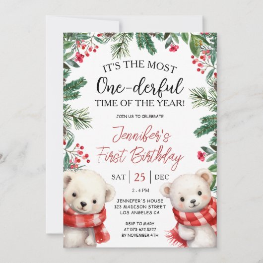 Het mooiste | Beren Kerstmis 1e Verjaardag Kaart (Voorkant)