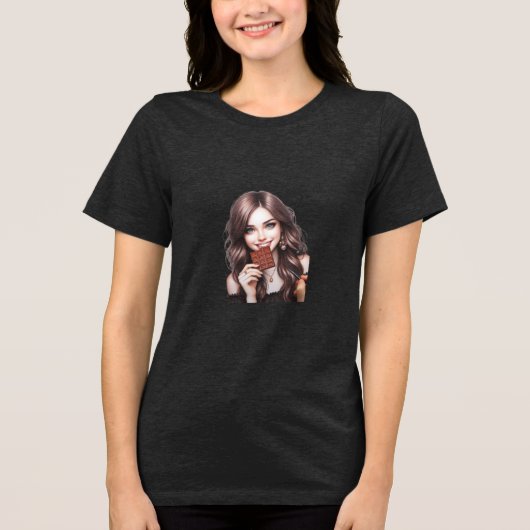 Het mooiste meisje dat chocolade eet Tri-Blend shirt (Voorkant)