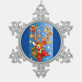 Het mooiste Vintage Rendier van de Herten van Tin Sneeuwvlok Ornament