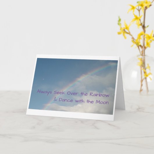 Het Moon & Rainbow Wenskaart Kaart (Gele Bloem)
