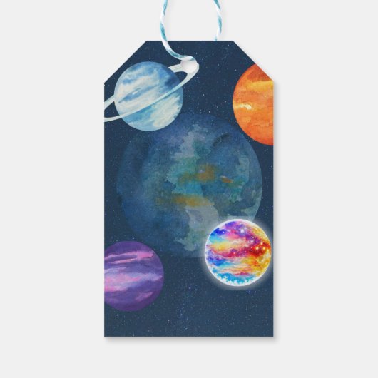 Het Moon Space Theme Verjaardagsfeestje Dank u Cadeaulabel (Achterkant)