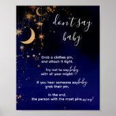 Het moonthema en sterren zeggen geen baby poster (Voorkant)