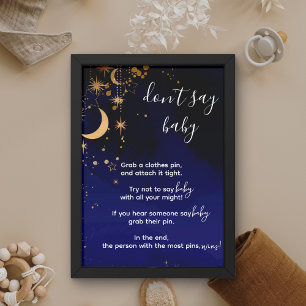 Het moonthema en sterren zeggen geen baby poster