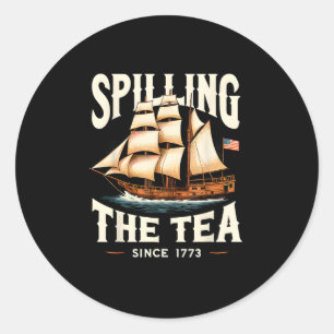 Het morsen van de thee sinds 1773 4 juli Retro USA Ronde Sticker
