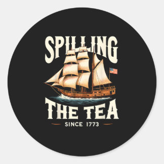 Het morsen van de thee sinds 1773 4 juli Retro USA Ronde Sticker