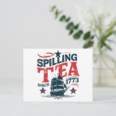 Het morsen van de thee sinds 1773 Funy 4th van jul Briefkaart (Staand voorkant)