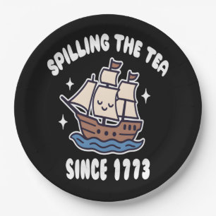 Het morsen van de thee sinds 1773 - Grappige gesch Papieren Bordje