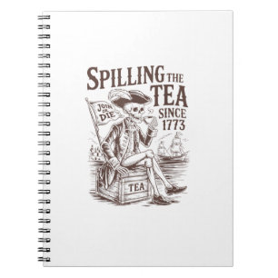 Het morsen van de thee sinds 1773 Patriottische Am Notitieboek