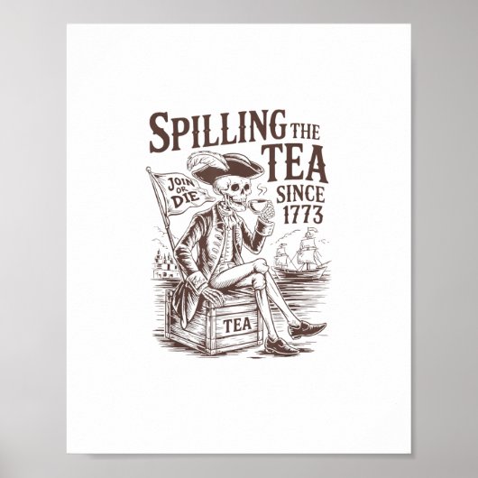 Het morsen van de thee sinds 1773 Patriottische Am Poster (Voorkant)