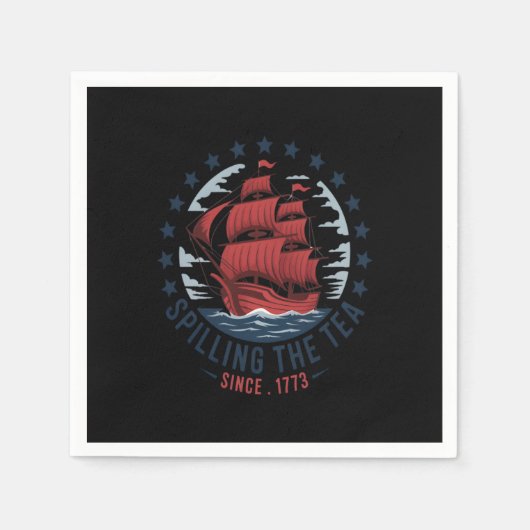 Het morsen van de thee sinds 1773 Rood Wit Blauw 4 Servet (Voorkant)