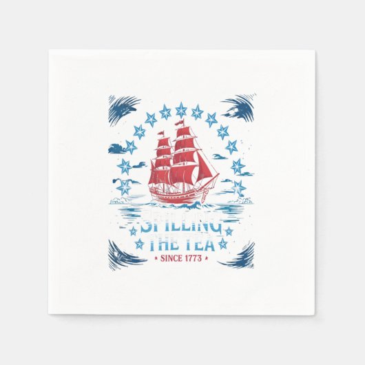 Het morsen van de thee sinds 1773 Rood Wit Blauw G Servet (Voorkant)