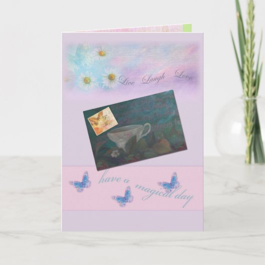 Het Motivatie Geïllustreerde Theekopje van het Kaart (Voorkant)