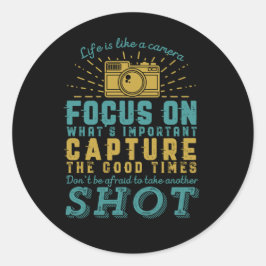 Het motivatie Leven van het Citaat van de Fotograf Ronde Sticker