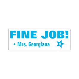 Het motiveren "FIJN JOB!" Leraar Rubber Stamp Zelfinktende Stempel