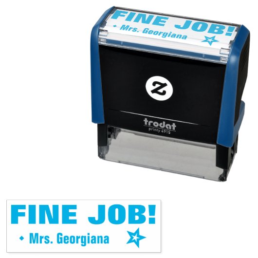 Het motiveren "FIJN JOB!" Leraar Rubber Stamp Zelfinktende Stempel (In situ)