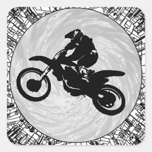 HET MOTOCROSS-EFFECT VIERKANTE STICKER (Voorkant)