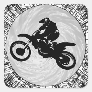 HET MOTOCROSS-EFFECT VIERKANTE STICKER