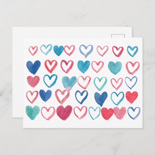 het multi briefkaart van het waterverfhart (Voorkant / Achterkant)