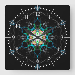 Het multi licht van de kleurenmelkweg in ruimte vierkante klok