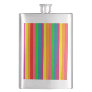 Het multi Patroon van de Strepen van de Regenboog Heupfles