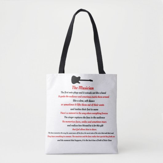 Het Musiciaanse gedicht Tote Bag (Voorkant)