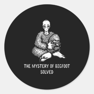 Het mysterie van Bigfoot loste grappige buitenaard Ronde Sticker