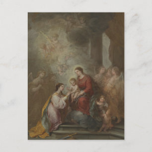 Het Mystic Marriage of St. Catherine door Murillo Briefkaart