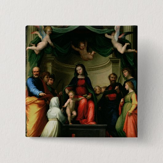 Het Mystic Marriage of St. Catherine of Siena met Vierkante Button 5,1 Cm (Voorkant)