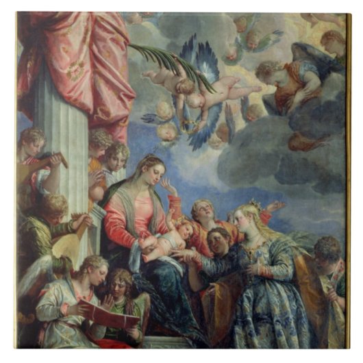 Het Mystic Marriage of St. Catherine Tegeltje (Voorkant)