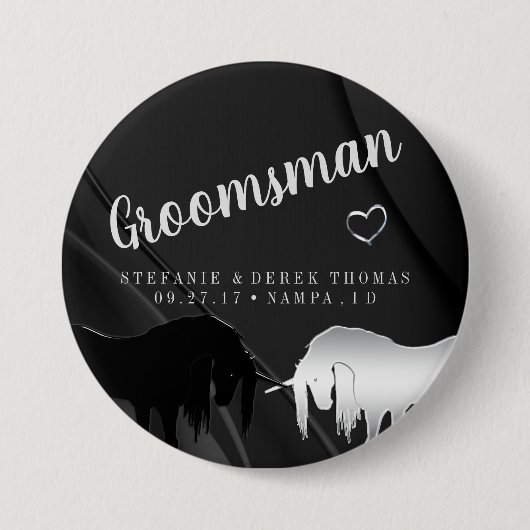 Het Mystical Unicorn Wedding (Groomsman) Ronde Button 7,6 Cm (Voorkant)
