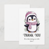 Het mystieke pinguïn Baby shower Bedankkaart (Voorkant / Achterkant)