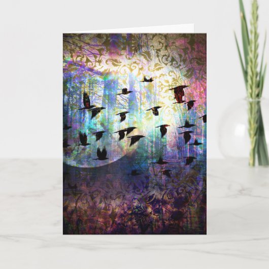 Het mystieke Wenskaart van de Maan van het Bos en Kaart (Voorkant)