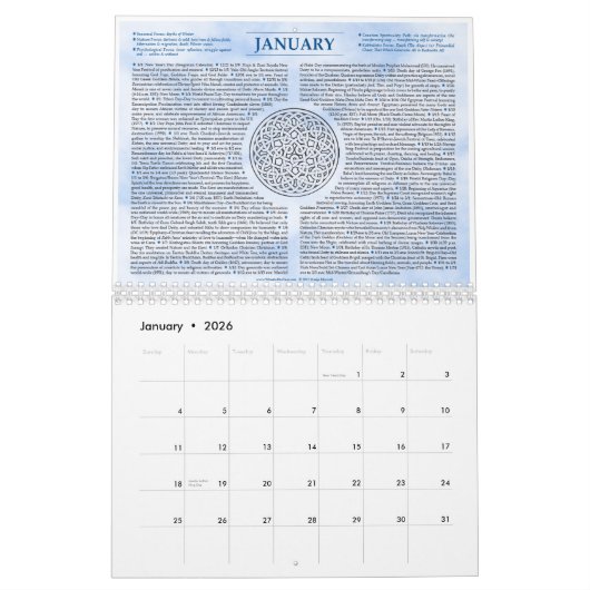 Het mystieke wiel van het jaar 2014 kalender (Jan 2026)
