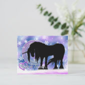 Het mystieke zwarte eenhoorn (Laat het sneeuwen) Feestdagenkaart (Staand voorkant)