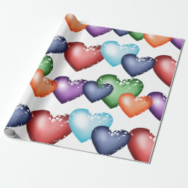 Het naadloze patroon van het hart cadeaupapier