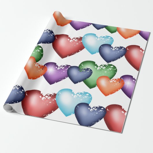 Het naadloze patroon van het hart cadeaupapier (Uitgerold)