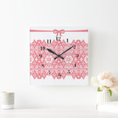 Het naadloze roze romantische elegante wit van de vierkante klok (Huis)