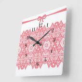 Het naadloze roze romantische elegante wit van de vierkante klok (Hoek)