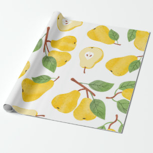 Het naadloze waterverf peren patroon. Vintage b Cadeaupapier