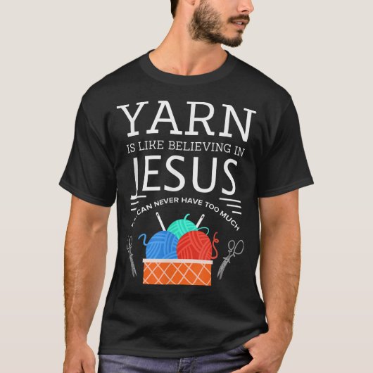 Het naaien van Jezus Kilting Yarn Needle Christeli T-shirt (Voorkant)