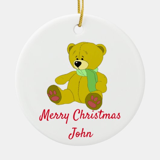 Het naamplaatste Teddy Ceramic Ornament personalis (Voorkant)