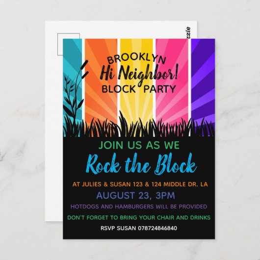 Het nabuurschap roteert de uitnodigingen van de bl (Voorkant / Achterkant)