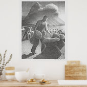 Het naderende Storm van Grant Wood: Retro Elegance Poster (Keuken)