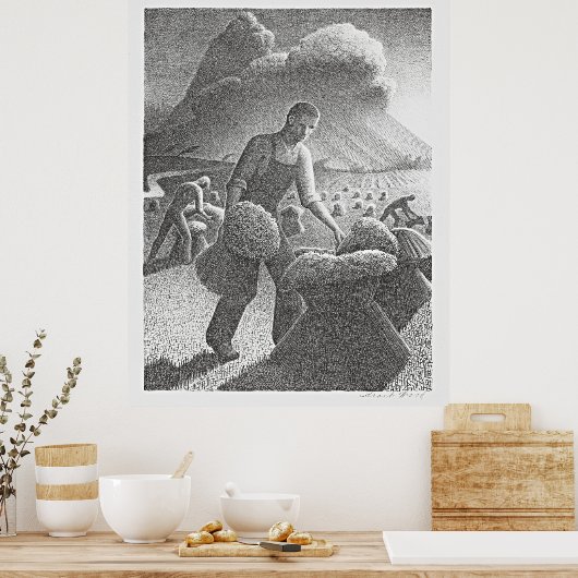 Het naderende Storm van Grant Wood: Retro Elegance Poster (Keuken)