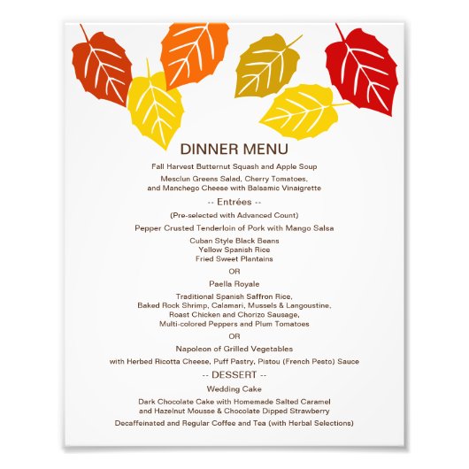 Het najaar dat het Eind 8 x10 het Menu van de Lijs Foto Afdruk (Voorkant)