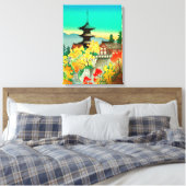 Het najaar in de Kiyomizu-tempel in Kyoto Koyo Canvas Afdruk (Insitu (Slaapkamer))