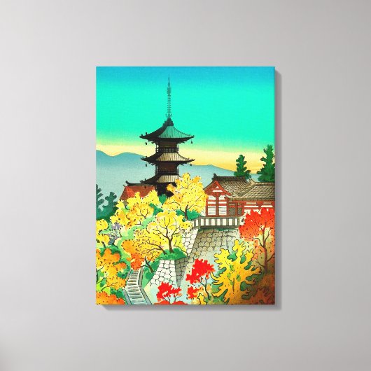 Het najaar in de Kiyomizu-tempel in Kyoto Koyo Canvas Afdruk (Voorkant)