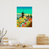 Het najaar in de Kiyomizu-tempel in Kyoto Koyo Poster (Keuken)